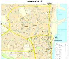 Larnaka,mapa Larnaka,Larnaca,map of Larnaca,Kypr,Cyprus