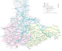 Sasko,eleznin mapa Saska,Sachsen,rail map of Sachsen,bahn karte