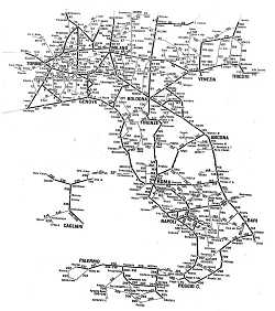 Itlie,eleznin mapa Itlie,Italy,rail map of Italy,Italia,mappa di Italia