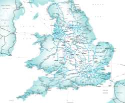 Velk Britnie,eleznin mapa Velk Britnie,Great Britain,rail map of Great Britain